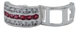 Aretes Huggies Plata 925 Zirconia Roja Grande Diseño Moderno - Imagen 5