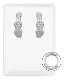 Aretes Huggies Plata 925 Zirconias Corazón Medianos - Imagen 1