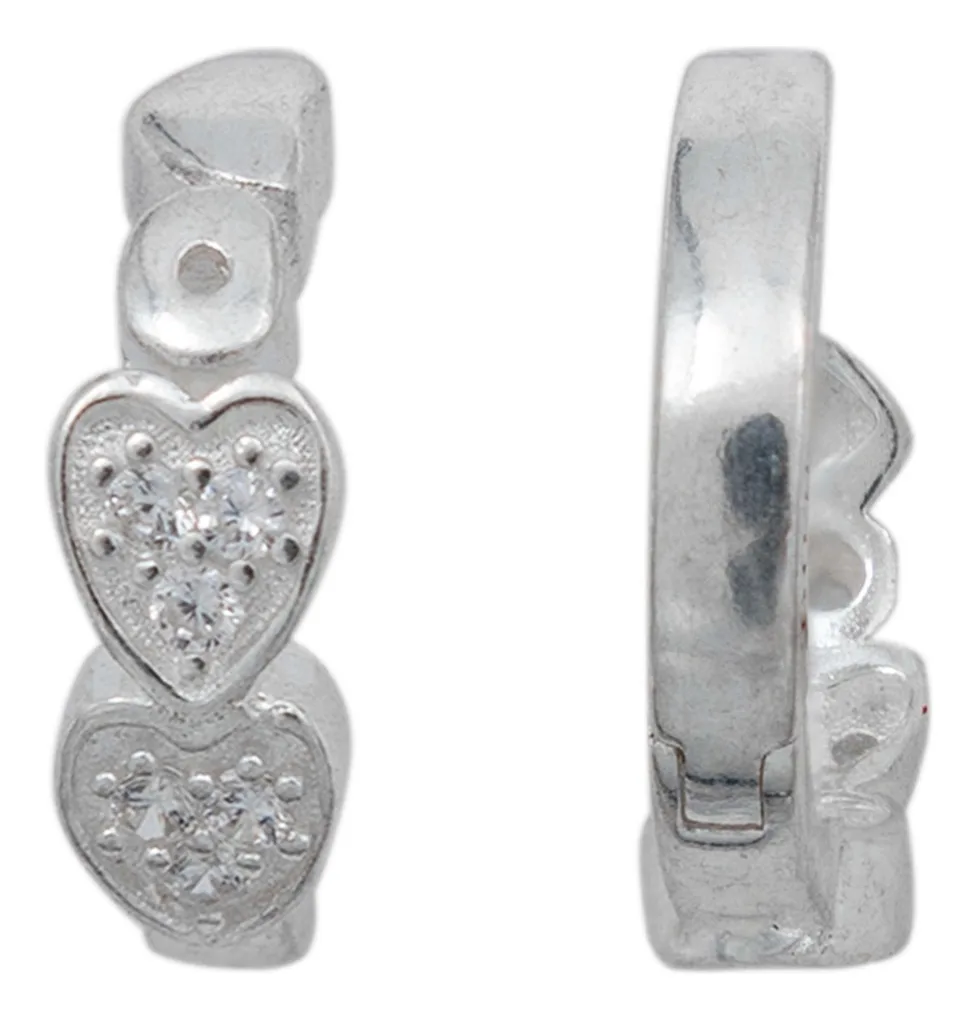 Aretes de plata .925 zirconia huggies corazon — Joyaris