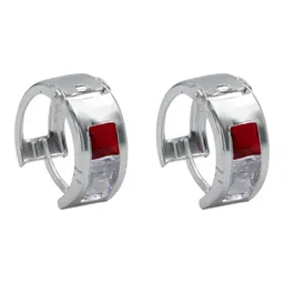 Aretes Huggies Plata 925 con Zirconia Roja para Mujer - Imagen 3