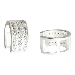 Aretes Huggies Plata 925 con Zirconias Brillantes Unisex - Imagen 1