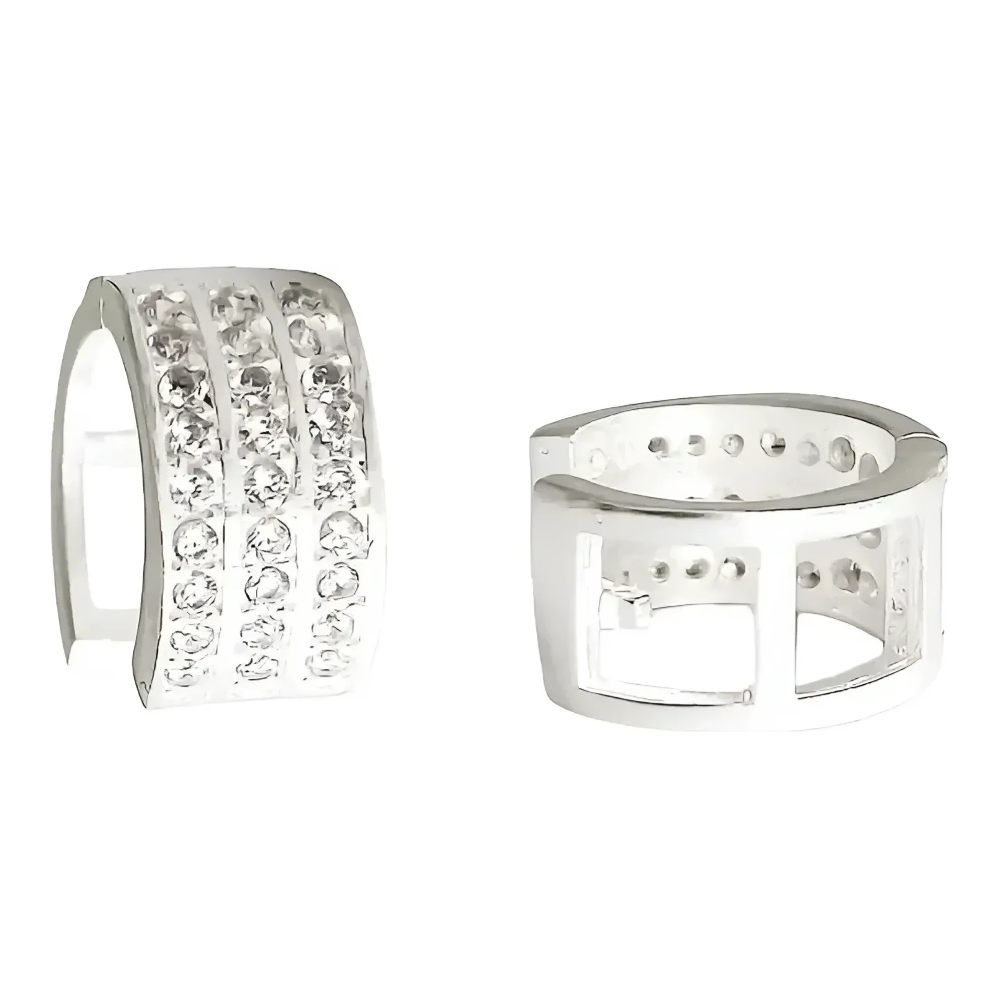 Aretes Huggies de Plata 925 con zirconias brillantes unisex - Joyaris joyería fina mexicana