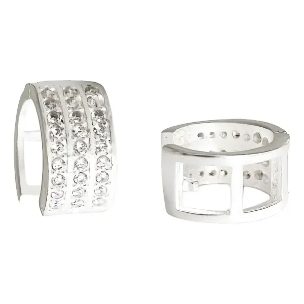 Aretes de plata .925 plateado zirconia Huggies — Joyaris