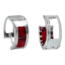 Aretes Huggies Plata 925 con Zirconias Rojas Vibrantes - Imagen 1