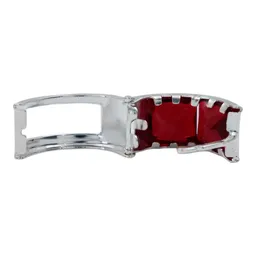 Aretes Huggies Plata 925 con Zirconias Rojas Vibrantes - Imagen 2