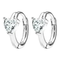 Aretes Huggies Plata 925 Corazón Zirconia Transparente - Imagen 2
