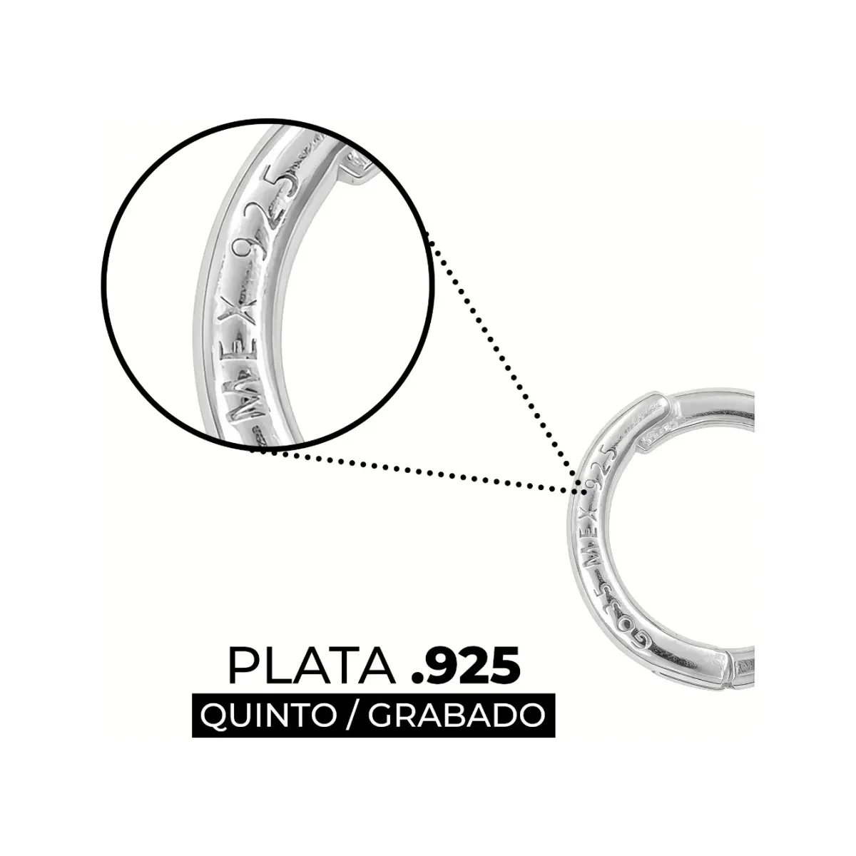 Aretes Huggies Plata 925 Corazón Zirconia Transparente - Imagen 4
