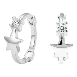 Aretes Huggies Plata 925 Estrella con Zirconia - Imagen 1