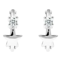 Aretes Huggies Plata 925 Estrella con Zirconia - Imagen 2