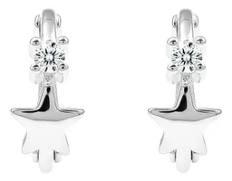 Aretes Huggies Plata 925 Estrella con Zirconia - Imagen 2