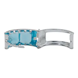 Aretes Huggies Plata 925 Zirconia Celeste Modernos - Imagen 2