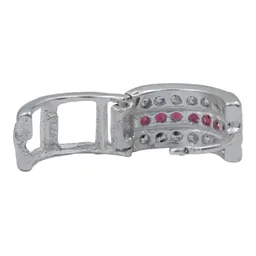 Aretes Huggies Plata 925 Zirconia Roja Grande Diseño Moderno - Imagen 4