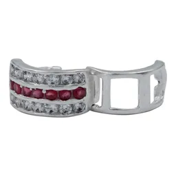 Aretes Huggies Plata 925 Zirconia Roja Grande Diseño Moderno - Imagen 5