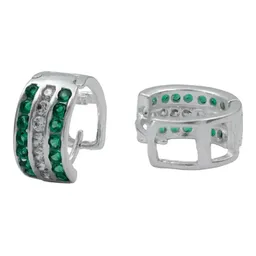 Aretes Huggies Plata 925 Zirconia Verde para Mujer - Imagen 1