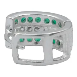 Aretes Huggies Plata 925 Zirconia Verde para Mujer - Imagen 2