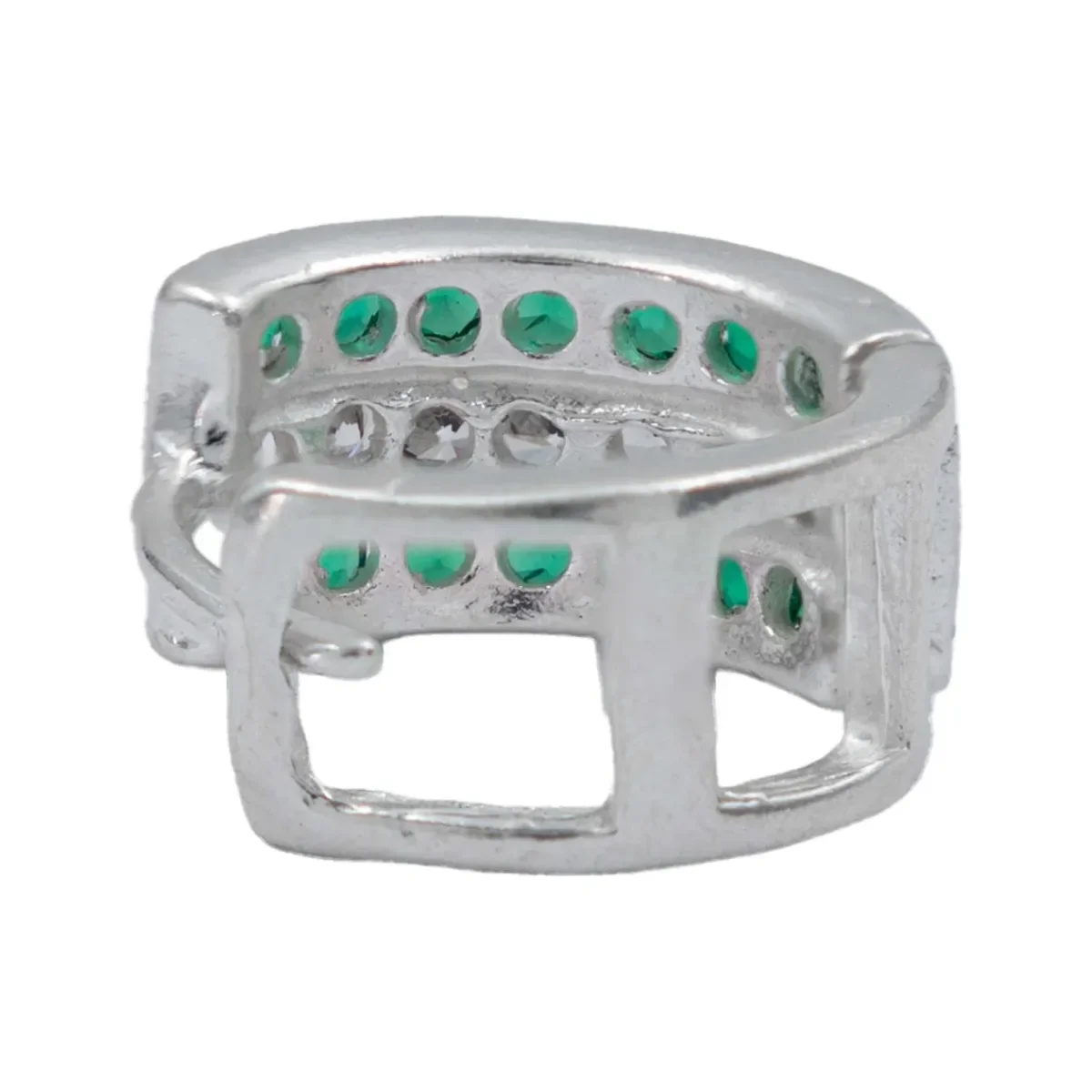 Aretes Huggies Plata 925 Zirconia Verde para Mujer - Imagen 2