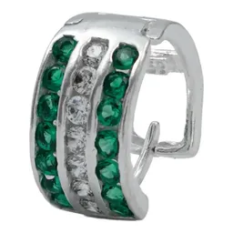 Aretes Huggies Plata 925 Zirconia Verde para Mujer - Imagen 3