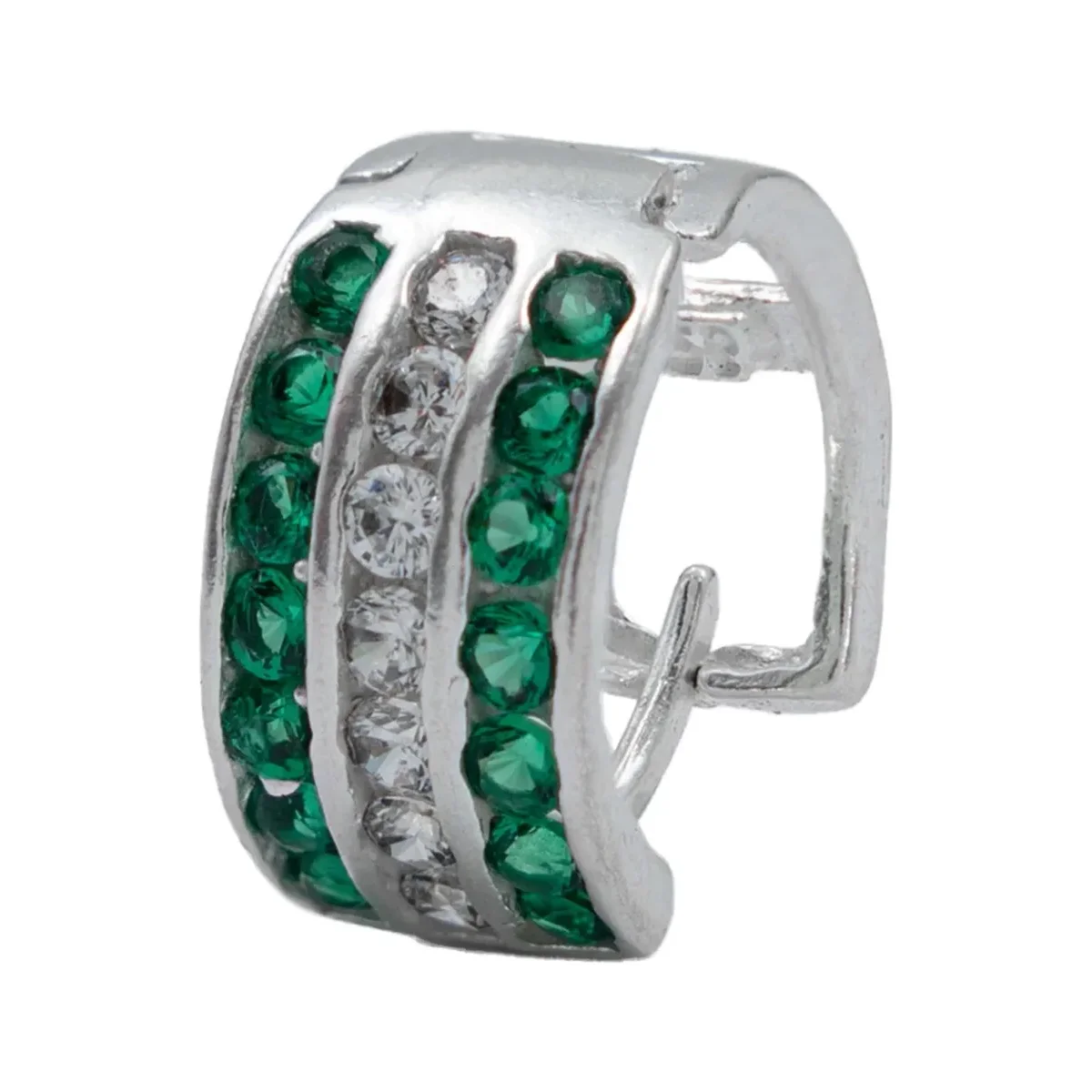 Aretes Huggies Plata 925 Zirconia Verde para Mujer - Imagen 3