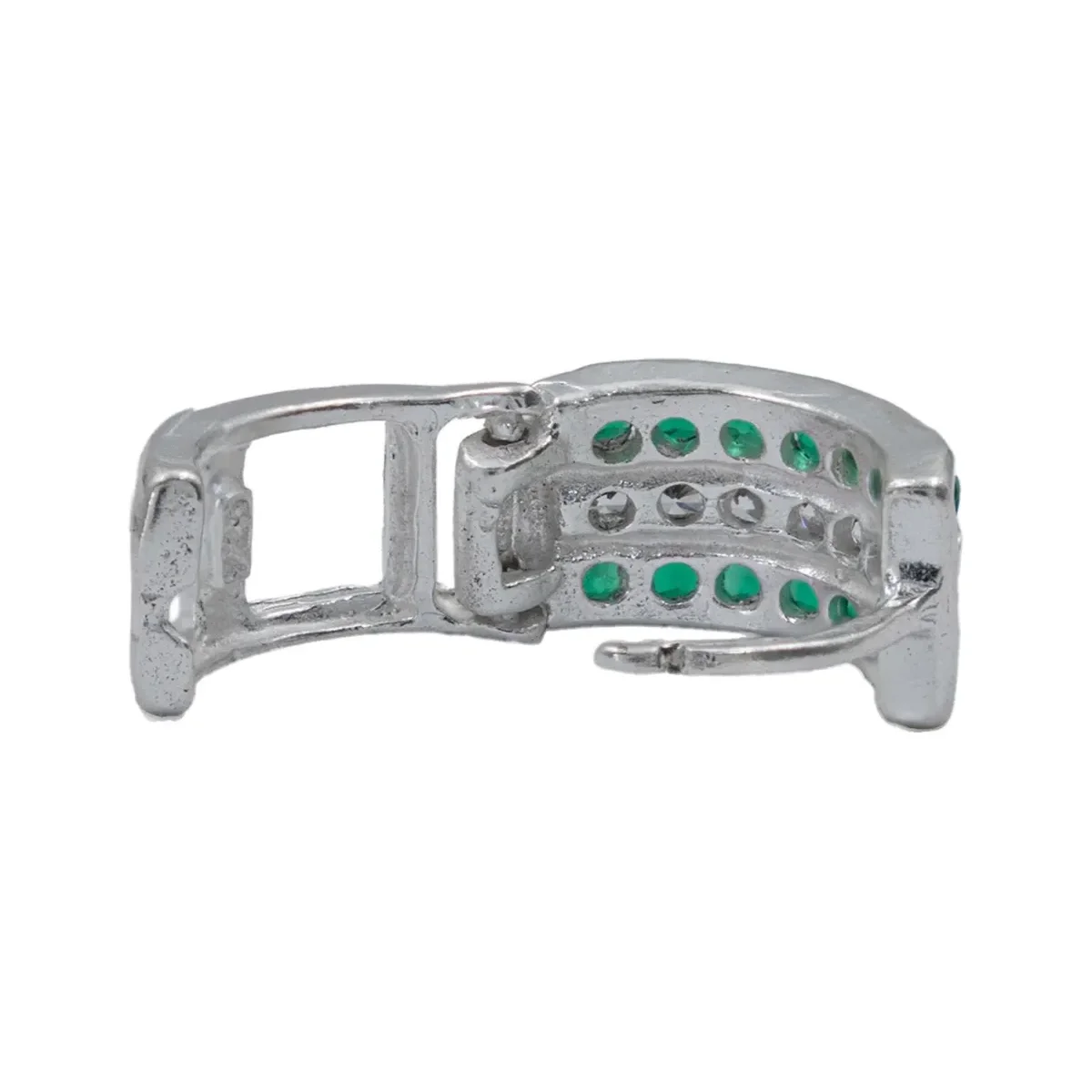Aretes Huggies Plata 925 Zirconia Verde para Mujer - Imagen 4