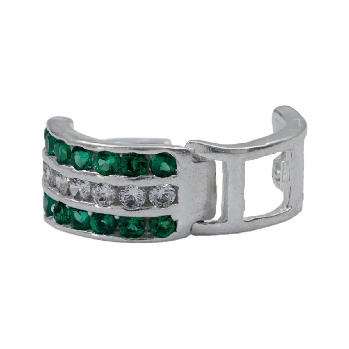 Aretes Huggies Plata 925 Zirconia Verde para Mujer - Imagen 5