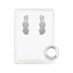 Aretes Huggies Plata 925 Zirconias Corazón Medianos - Imagen 1