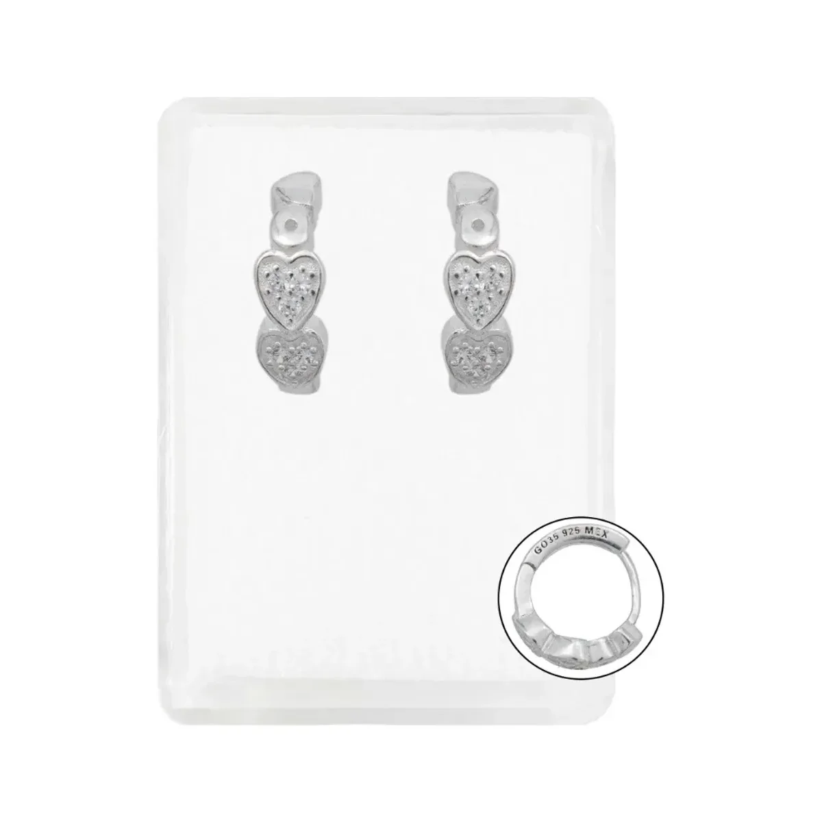 Aretes Huggies Plata .925 Zirconias Corazón Medianos. Arracadas de plata .925 minimalistas con zirconias, joyería duradera y