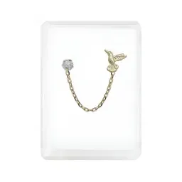 Aretes Oro 10k Colibrí Zirconia con Cadena - Imagen 1