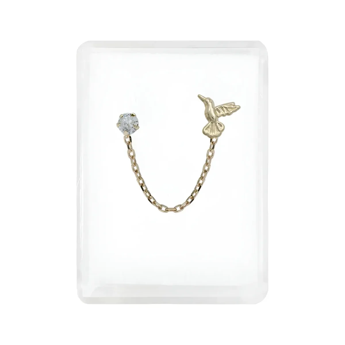 Aretes de oro 10k genuino, diseño único colibrí con circonia brillante. Pendientes de joyería mexicana modernos, oro puro, li