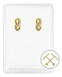 Aretes Oro 10k Infinito con Zirconia - Imagen 1