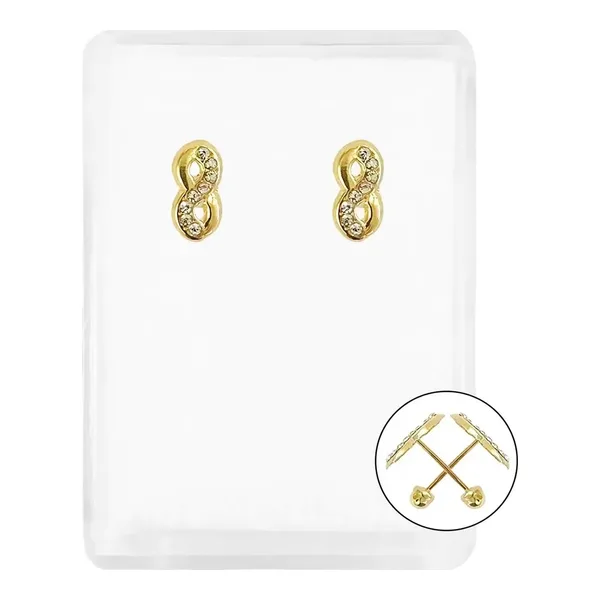 Aretes Oro 10k Infinito con Zirconia - Imagen 1