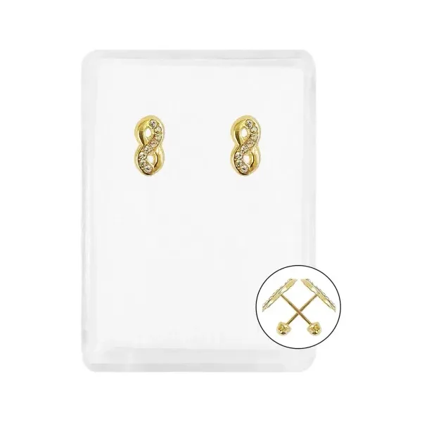 Aretes Oro 10k Infinito con Zirconia - Imagen 1