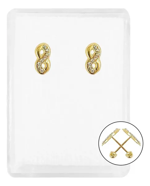 Aretes Oro 10k Infinito con Zirconia - Imagen 1