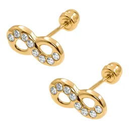 Aretes Oro 10k Infinito con Zirconia - Imagen 1