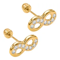 Aretes Oro 10k Infinito con Zirconia - Imagen 3