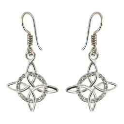 Aretes Plata 925 Nudo de Bruja con Zirconias Unisex - Imagen 1