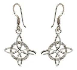 Aretes Plata 925 Nudo de Bruja con Zirconias Unisex - Imagen 1
