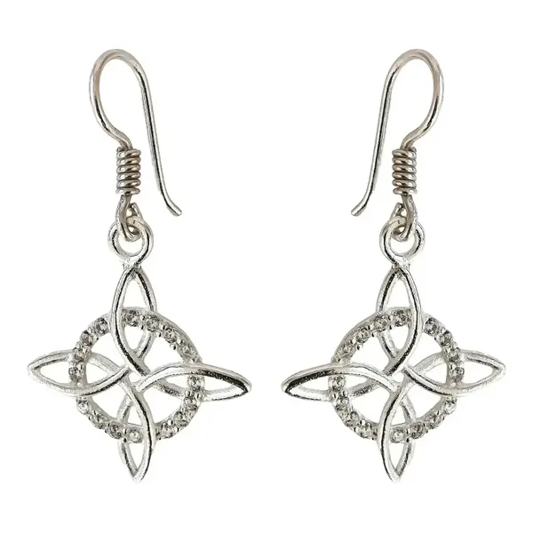 Aretes Plata 925 Nudo de Bruja con Zirconias Unisex - Imagen 1