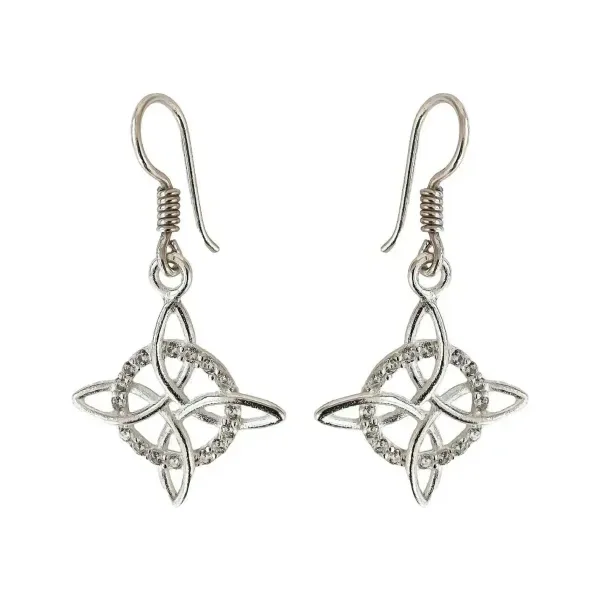 Aretes Plata 925 Nudo de Bruja con Zirconias Unisex - Imagen 1