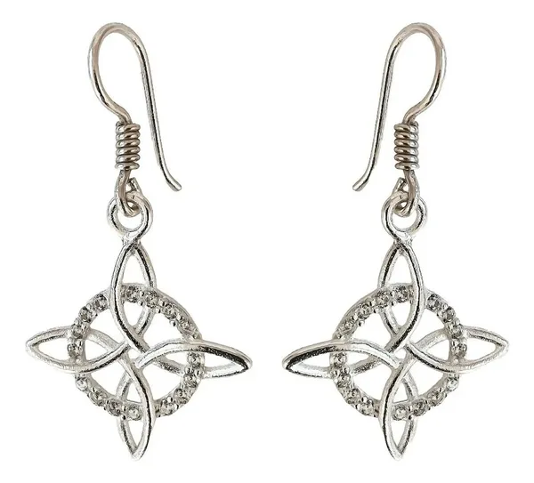 Aretes Plata 925 Nudo de Bruja con Zirconias Unisex - Imagen 1