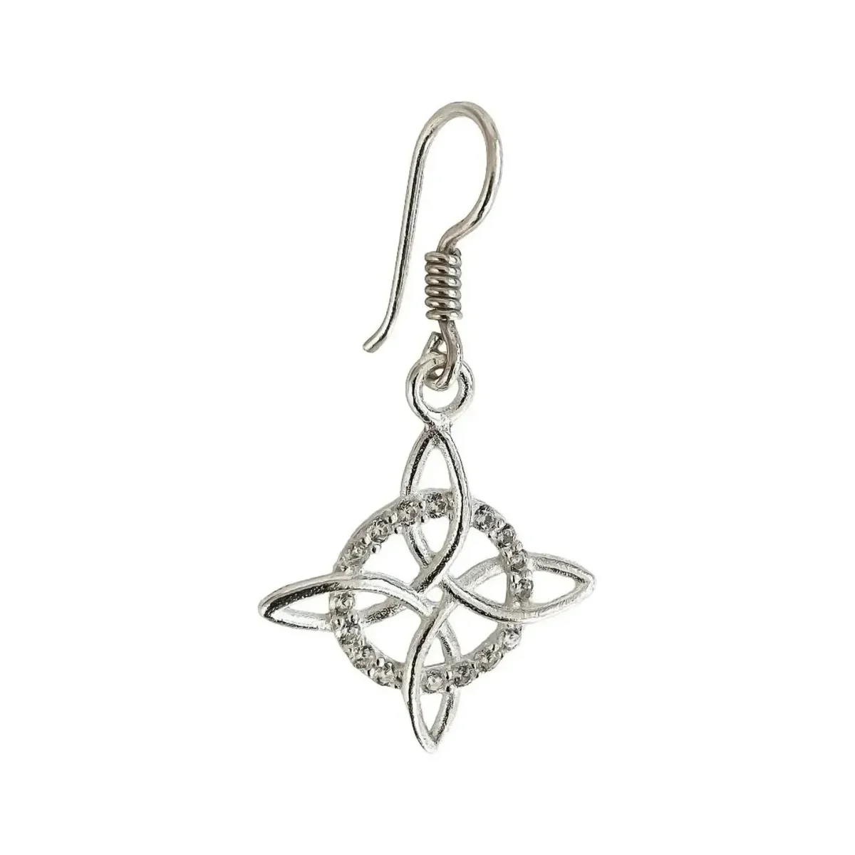 Aretes Plata 925 Nudo de Bruja con Zirconias Unisex - Imagen 2