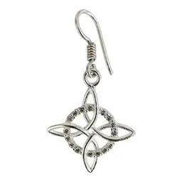 Aretes Plata 925 Nudo de Bruja con Zirconias Unisex - Imagen 3