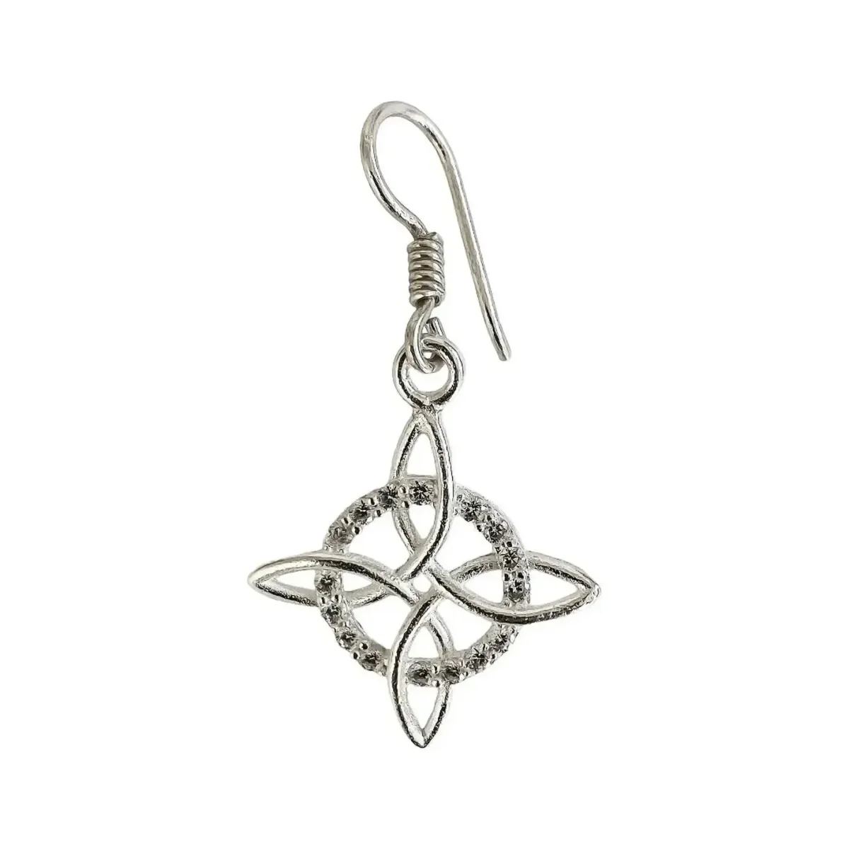 Aretes Plata 925 Nudo de Bruja con Zirconias Unisex - Imagen 3