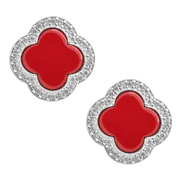 Aretes Plata 925 Trébol Cuatro Hojas Grandes con Zirconia - Imagen 2