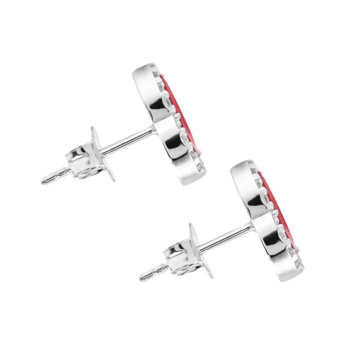 Aretes Plata 925 Trébol Cuatro Hojas Grandes con Zirconia - Imagen 3