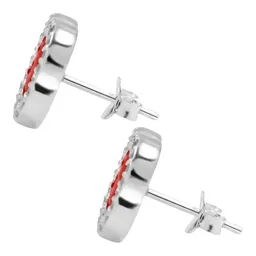 Aretes Trébol Plata 925 Esmalte Rojo con Zirconia Brillante - Imagen 2