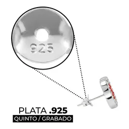 Aretes Trébol Plata 925 Esmalte Rojo con Zirconia Brillante - Imagen 3