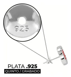 Aretes Trébol Plata 925 Esmalte Rojo con Zirconia Brillante - Imagen 3
