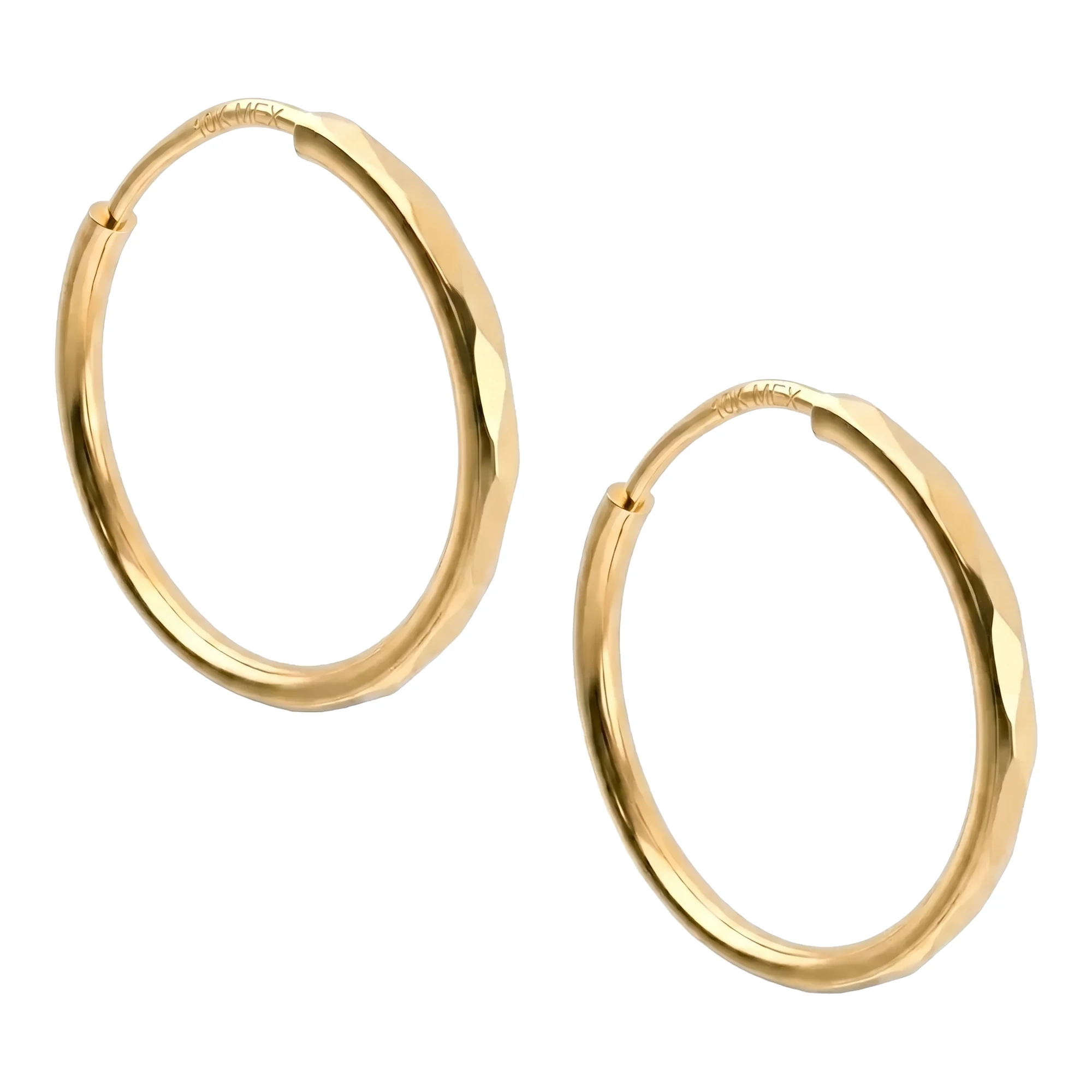Arracadas de Oro 10k Facetadas Diamantadas 15 mm - Imagen 2