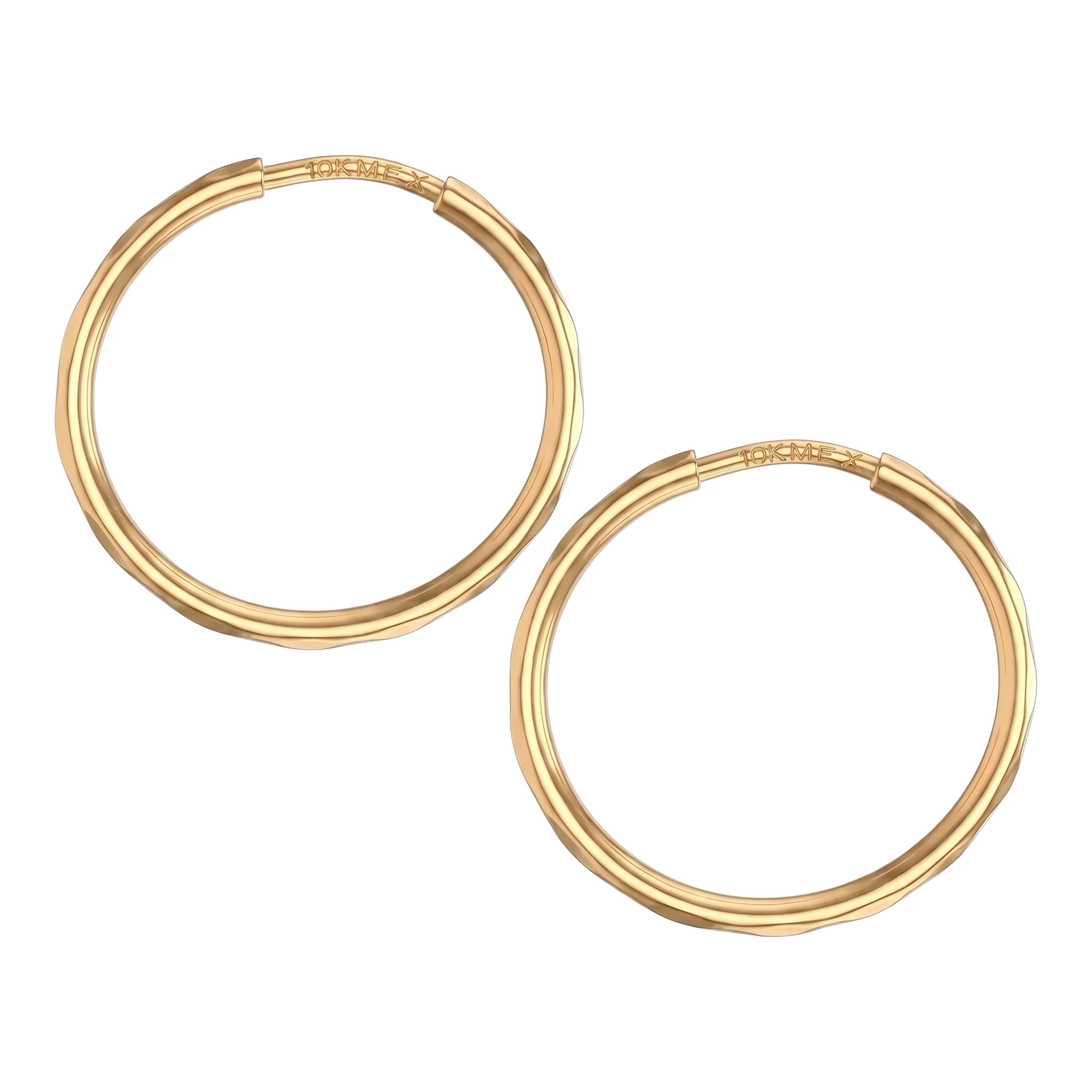 Arracadas de Oro 10k Facetadas Diamantadas 15 mm - Imagen 3