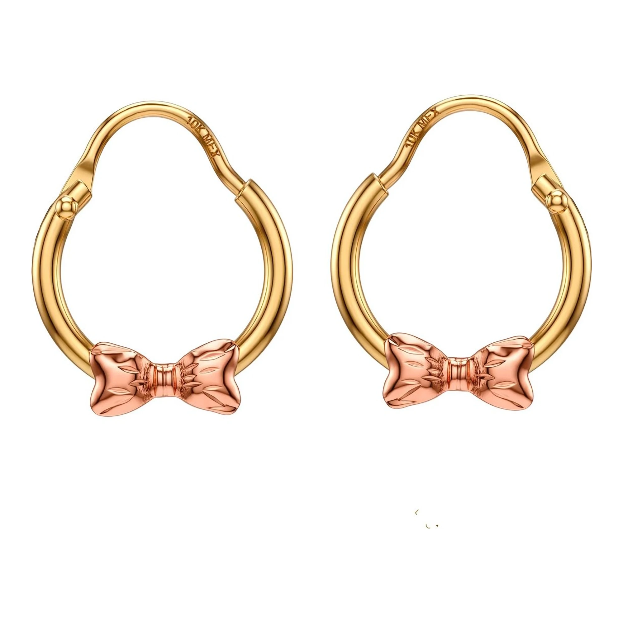 Arracadas de oro 10k con moño pulido 10 mm para mujer - Joyaris joyería fina mexicana